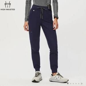 Figs High Waisted Zamora Navy Blue Scrubs Joggers, Size XS Tall